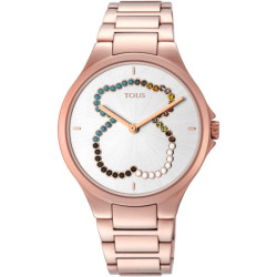 Tous Reloj Motion Straight oso de acero IP rosado con cristales 900350335 900350335 Tous
