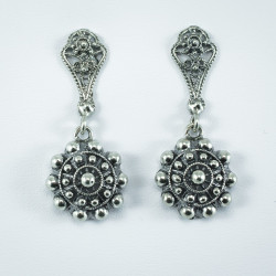 Pendientes Pendientes largos botón charro en plata de ley BCFIA006-D BCFIA006-D BotonCharro