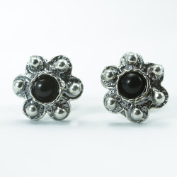 Pendientes Pendientes botón charro con piedras negras en plata de ley BCF48/N BCF48/N BotonCharro
