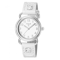 Tous Reloj Tous Baby Bear de acero con correa de piel blanca 500350175 500350175 Tous