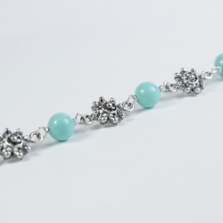 Pulseras Pulsera botón charro con turquesas en plata BC001T-7-6 BC001T-7-6 BotonCharro