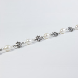 Pulseras Pulsera botón charro con perlas en plata BC001P-6-5 BC001P-6-5 BotonCharro