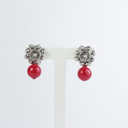 Pendientes Pendientes botón charro con piedras coral en plata BC002/CORAL BC002/CORAL BotonCharro