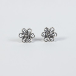 Pendientes Pendientes flor con botón charro en plata BCF-113-PRESION BCF-113-PRESION BotonCharro