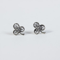 Pendientes Pendientes Trébol con botón charro en plata BCF-112-PRESION BCF-112-PRESION BotonCharro