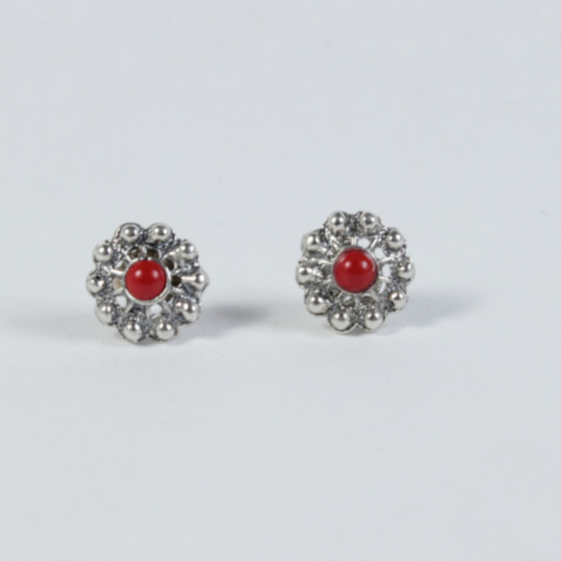 Pendientes Pendientes botón charro en plata BCF79/CORAL BCF79/CORAL BotonCharro Pendientes Pendientes botón charro en plata BCF79/CORAL BCF79/CORAL BotonCharro